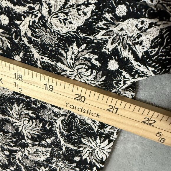 Lucky Brand Top 1X Boho V Neck Plus 3/4 Sleeve Black Floral Bohemian Flowy Tunic - Picture 8 of 10
